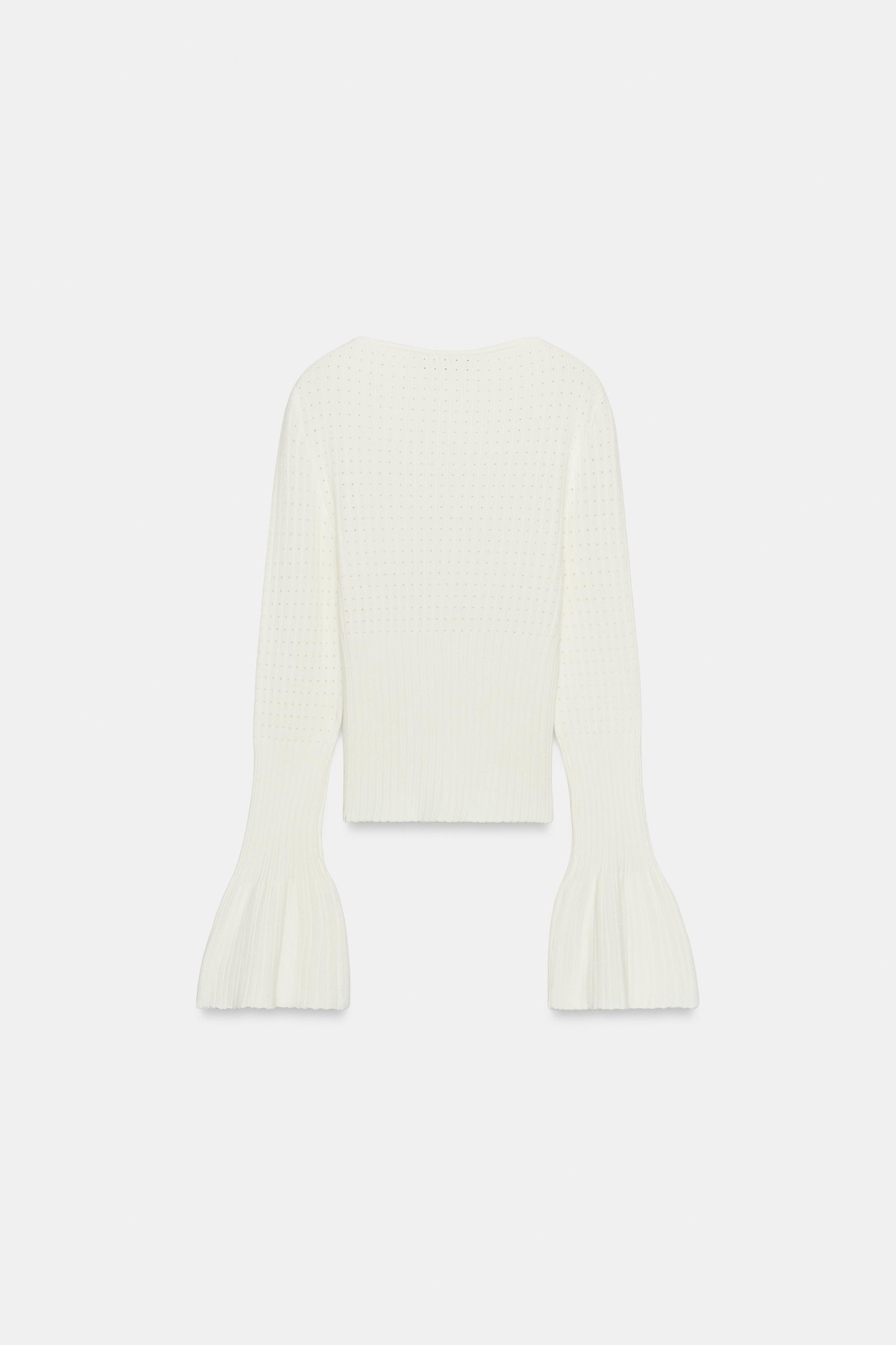 POINTELLE KNIT FLARED SLEEVE JUMPER